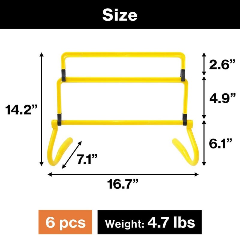 Japard 6 Pcs Agility Hurdles Speed Training Equipment, 4 Height Adjustable Setting, Soccer Training Equipment for Youth Adults - Image 2